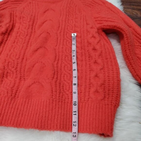Loavies Cable Knit Born To Love Preppy Oversized Sweater Orange Women's Small - Picture 4 of 16